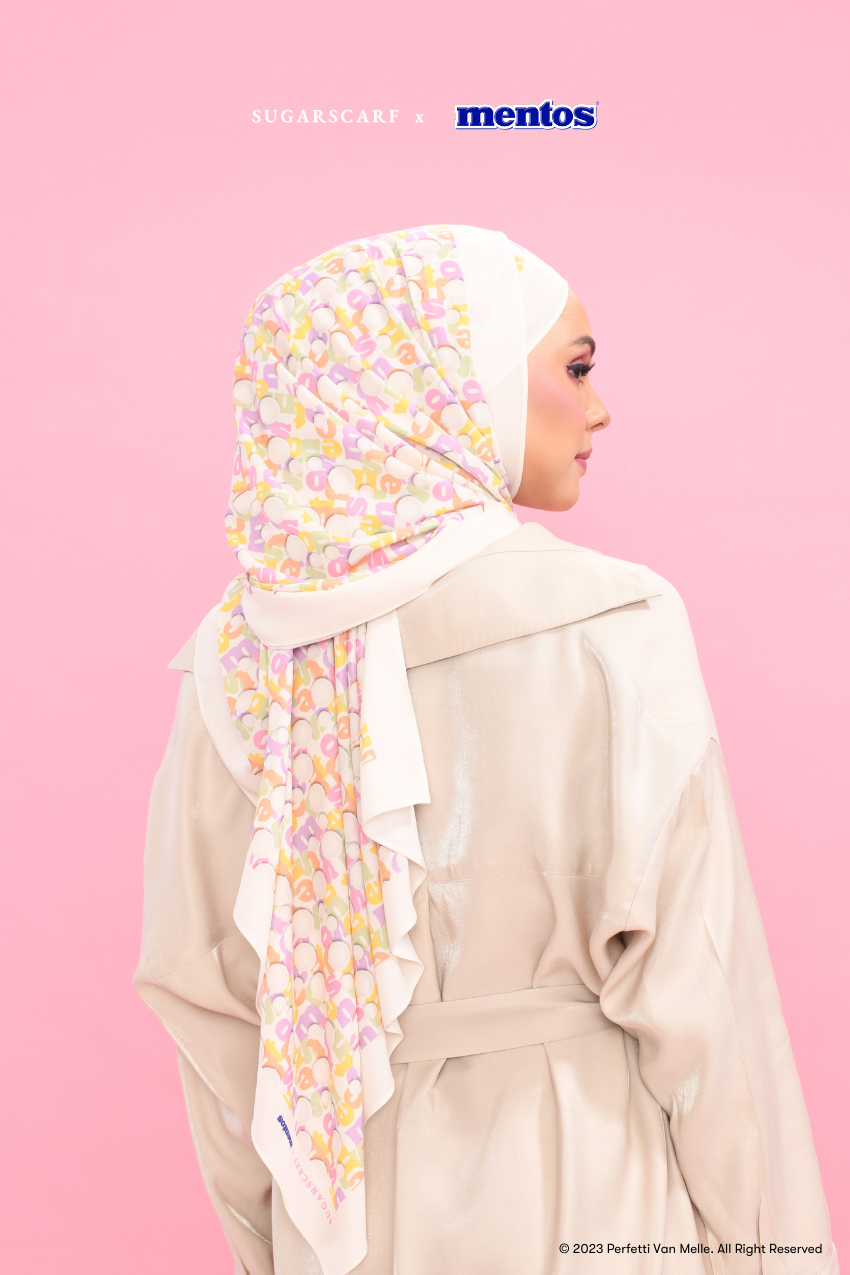 YES DEFECT - Sugarscarf X Mentos Paris Chiffon Shawl In Fruity