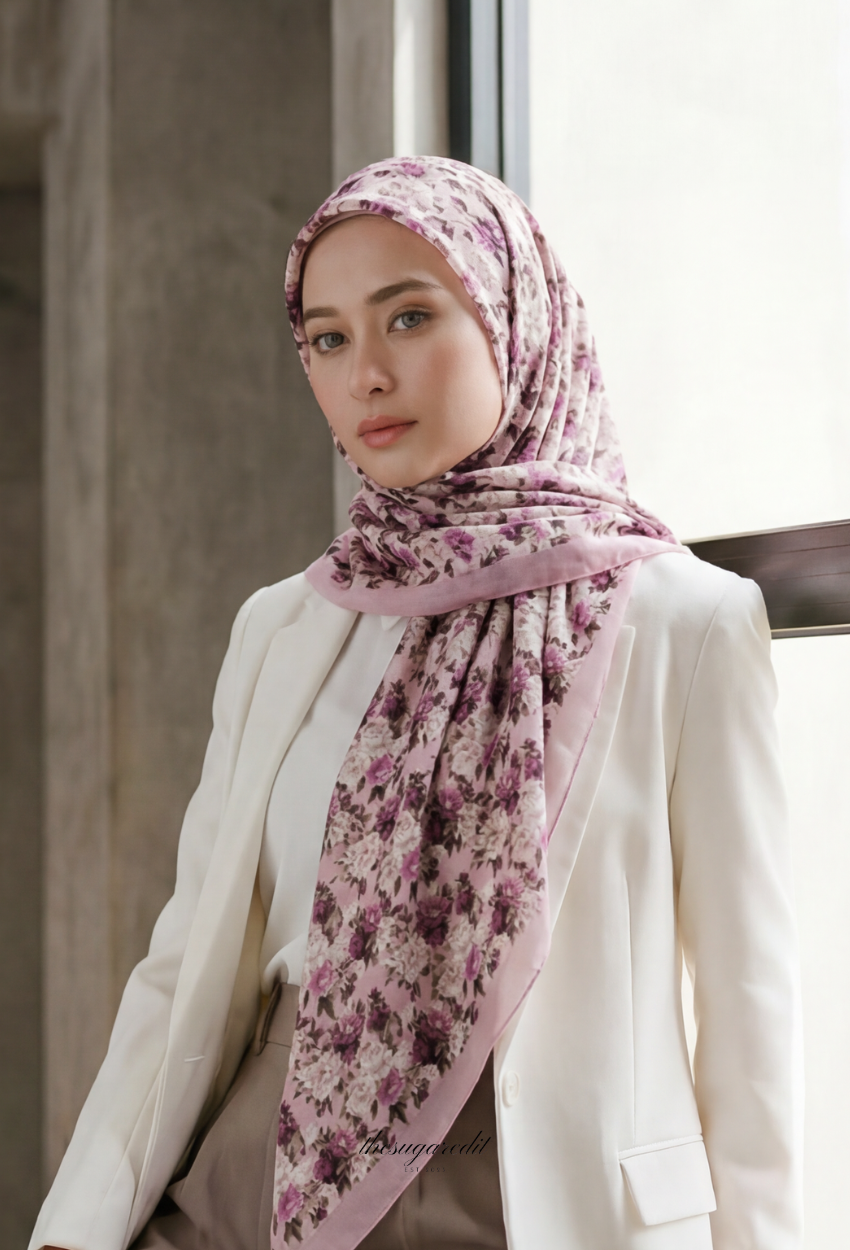 TSE December Serenity Japanese Voile Square In BloomFocus