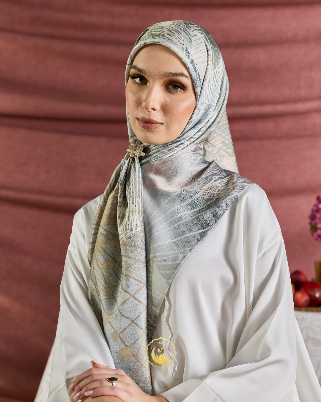 (Square ) Celeste In Mixed Silk Matte Satin (Jalinan)