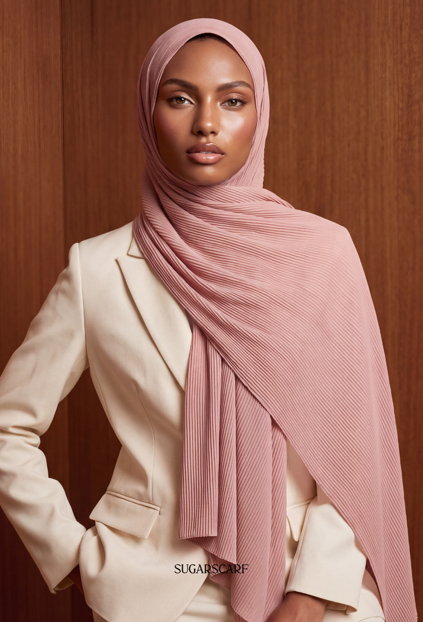 ( Full Wide Pleats Shawl ) Elegant Folds Everyday - PeachGelato