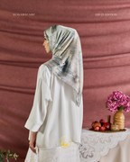 YES DEFECT (Square ) Celeste In Mixed Silk Matte Satin (Jalinan)