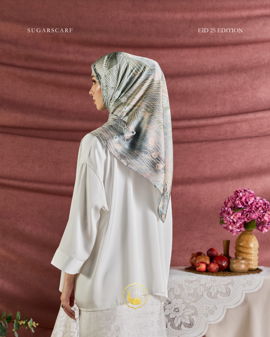 YES DEFECT (Square ) Celeste In Mixed Silk Matte Satin (Jalinan)