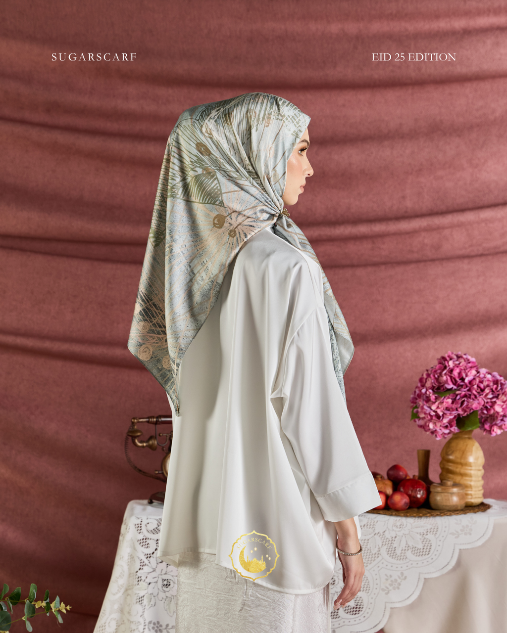 YES DEFECT (Square ) Celeste In Mixed Silk Matte Satin (Jalinan)