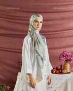 YES DEFECT (Square ) Celeste In Mixed Silk Matte Satin (Jalinan)