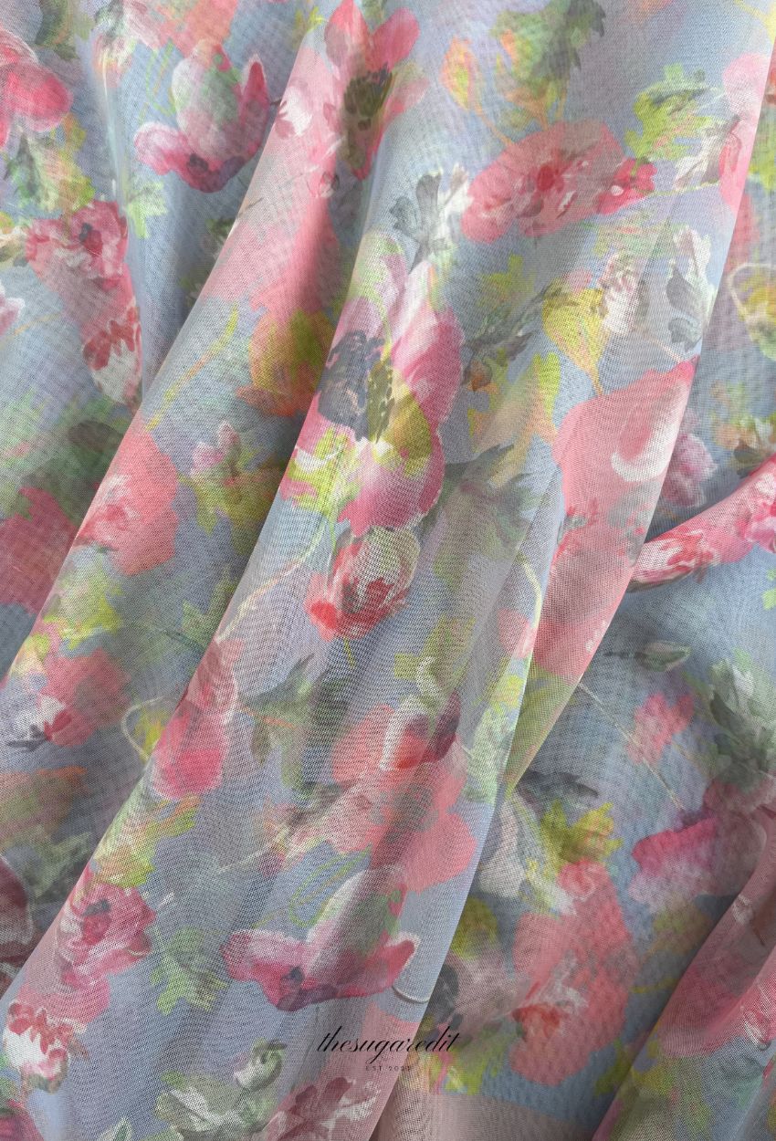 TSE BloomInvitation Japanese Cotton Voile Square In PeonyDrama