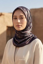 Eid Bloom 2026 Scarves Mixed Satin Square in Noctelle - Send after 2nd March