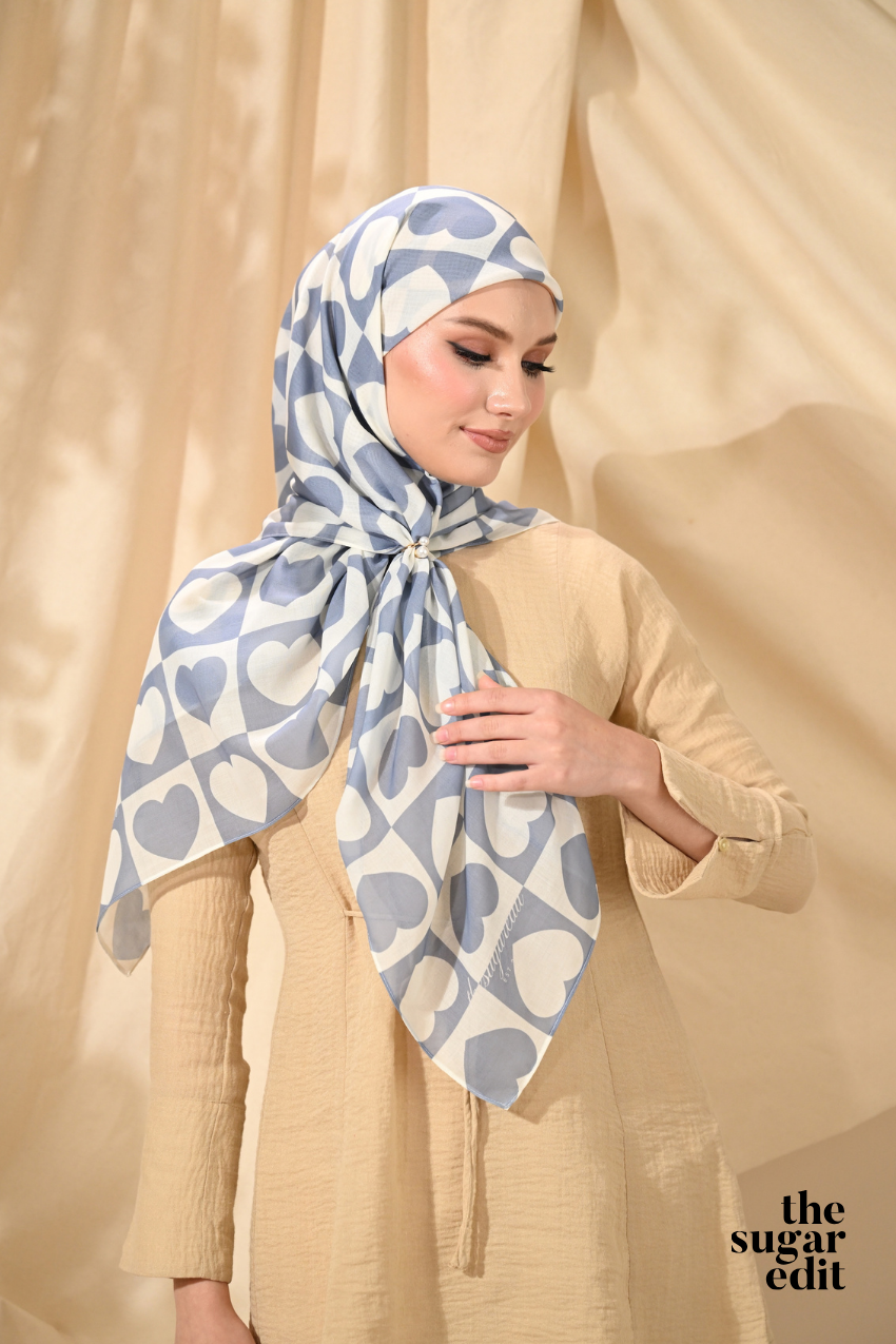 YES DEFECT - THESUGAREDIT Heart Edit Vol 1 French Silk Cotton Bawal ( LOVE LETTER - Gray )
