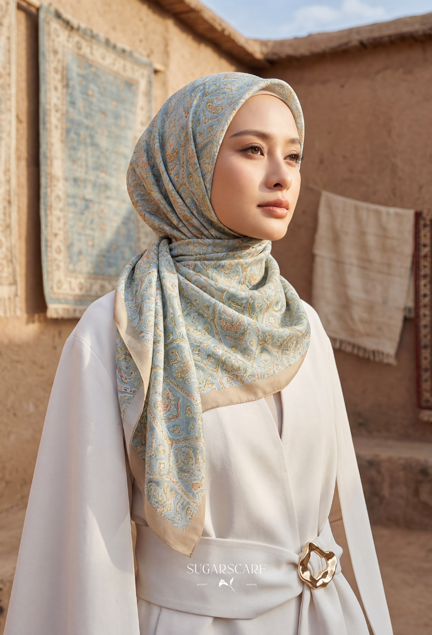 Eid Maison 2026 Scarves Mixed Satin Square in BloomNea