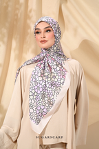 YES DEFECT - ( Square ) Eid Flower Power Mixed Satin Silk Scarf ( PILLOW TALK )