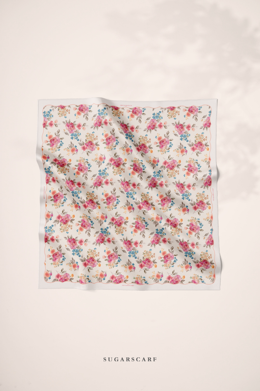 ( Square ) Dear Rose Mixed Satin Silk Square ( Affection )