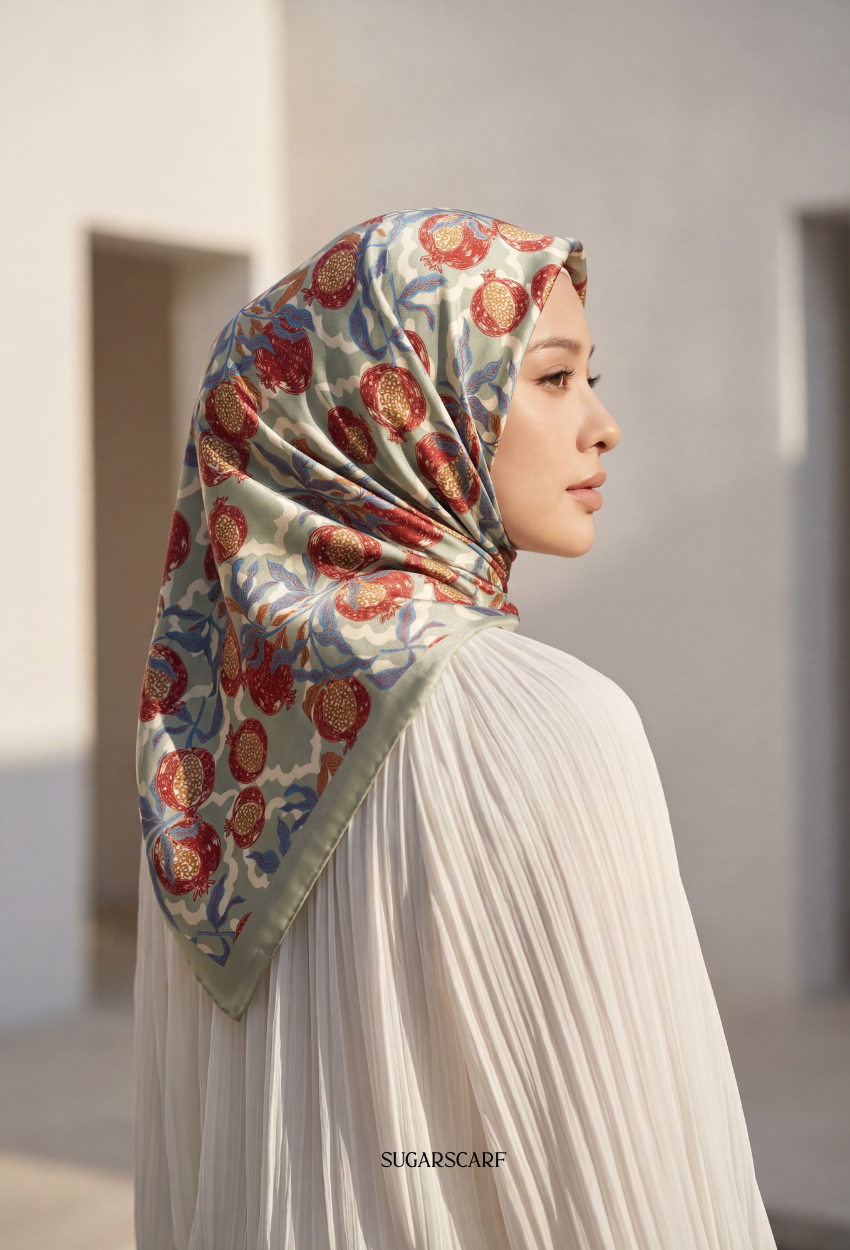 FallInLove Scarves Mixed Satin Square in Olive Prom 01