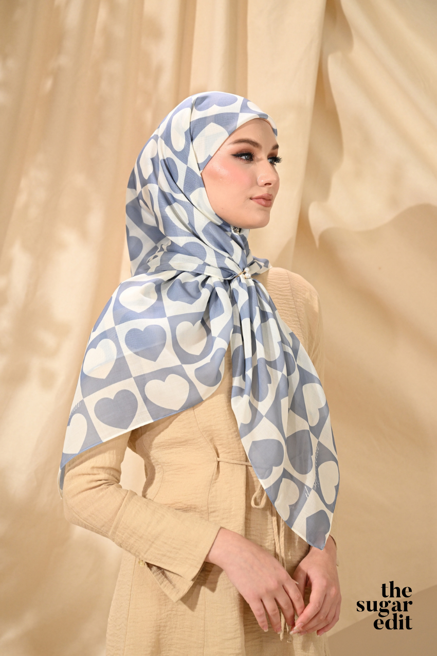 YES DEFECT - THESUGAREDIT Heart Edit Vol 1 French Silk Cotton Bawal ( LOVE LETTER - Gray )