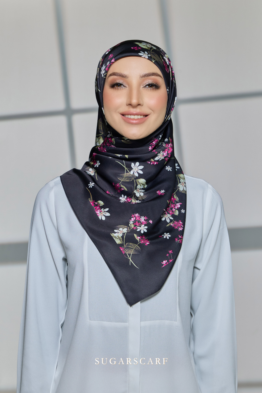 ( Square ) Celeste Matte Satin Silk Scarf ( SINCERELY )