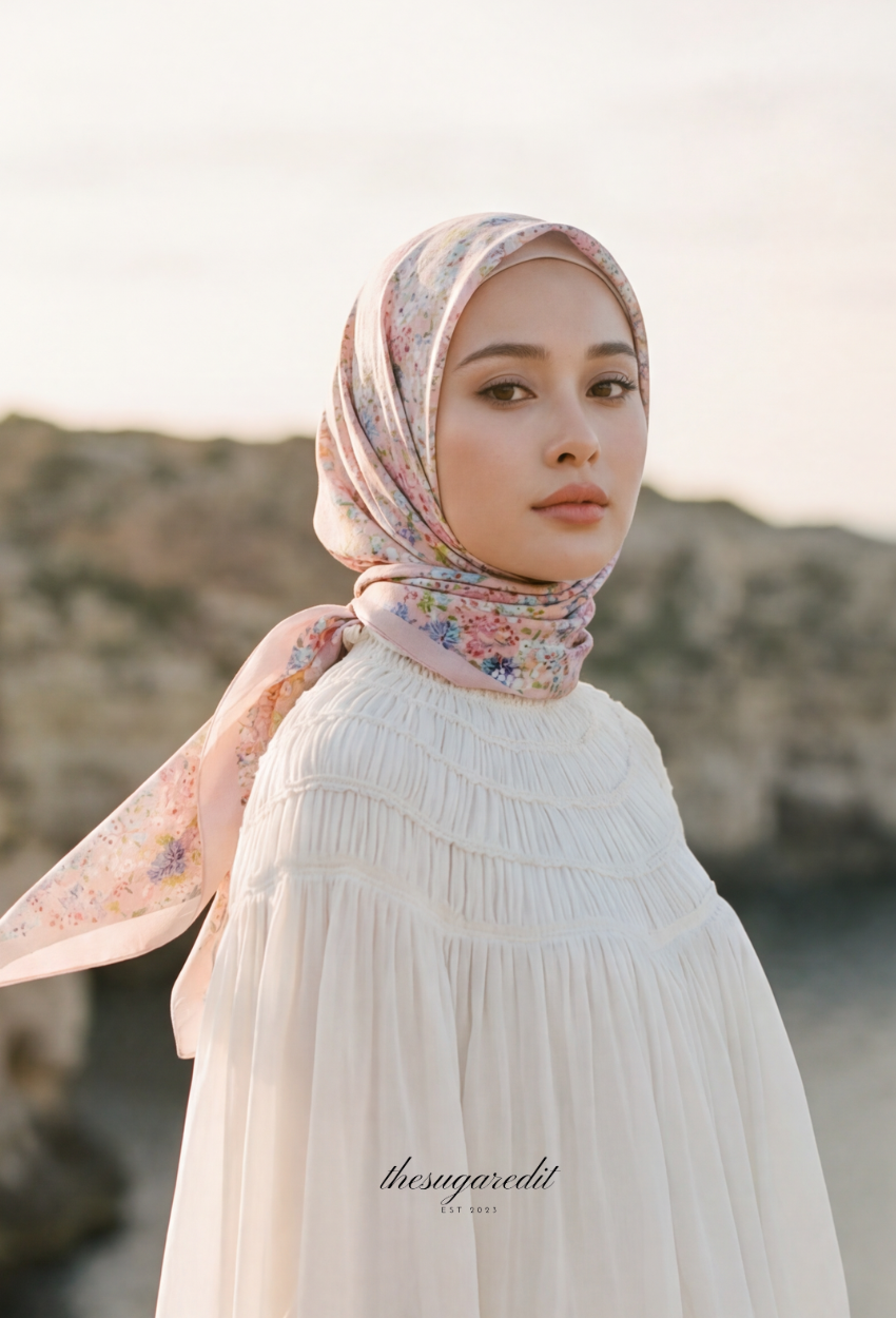 TSE BloomInvitation Japanese Cotton Voile Square In PetalPop