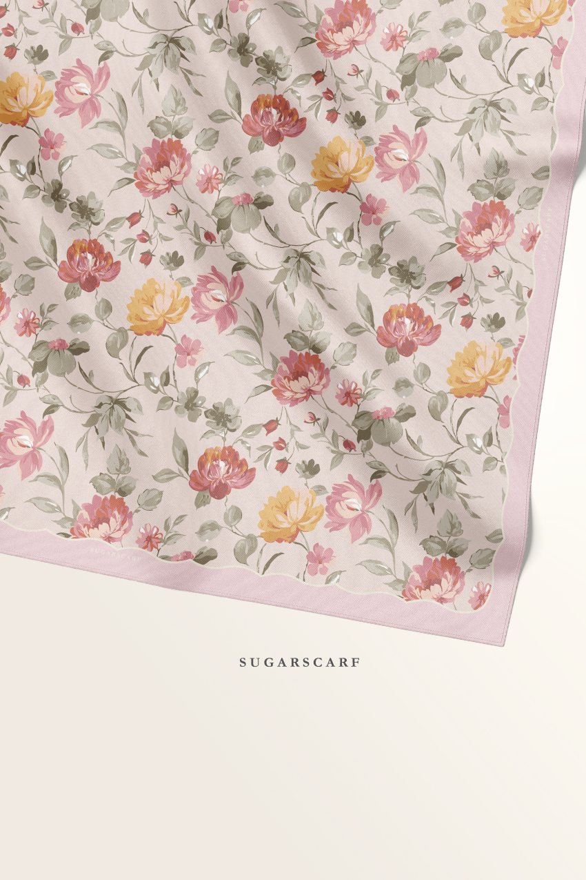 ( Square ) Bloom in Grace Mixed Satin Silk Square ( Passionate )