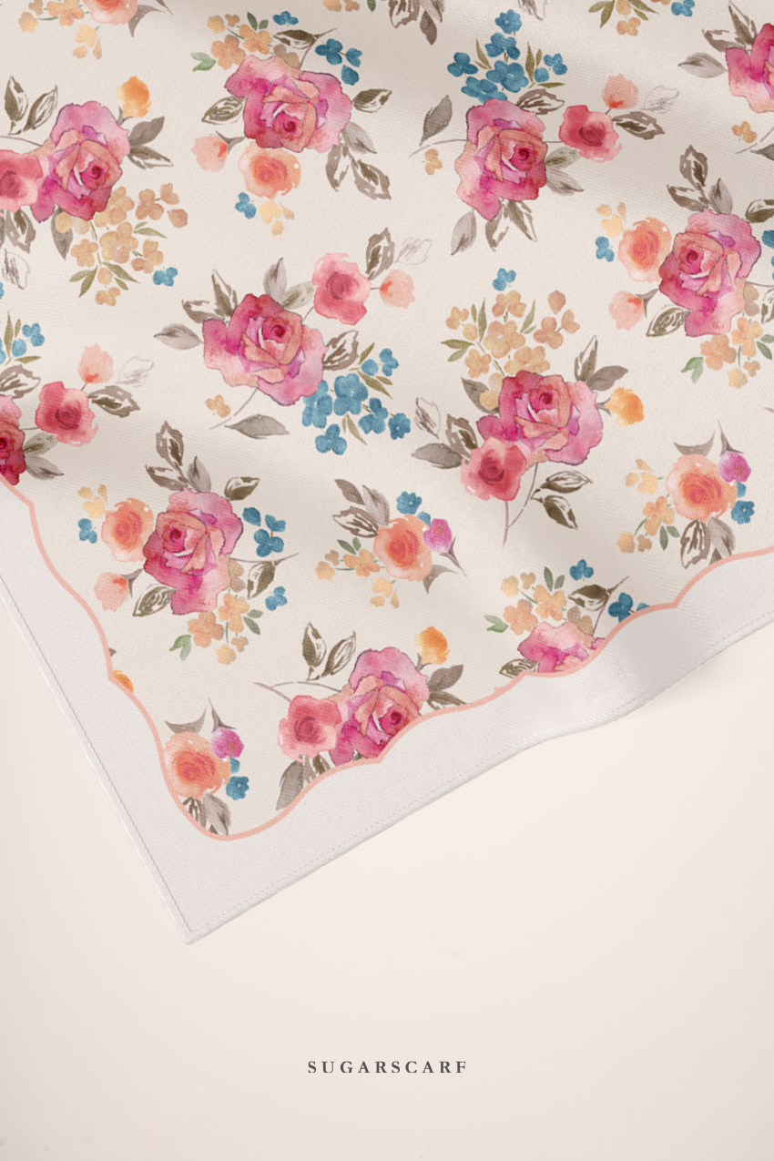 ( Square ) Dear Rose Mixed Satin Silk Square ( Affection )