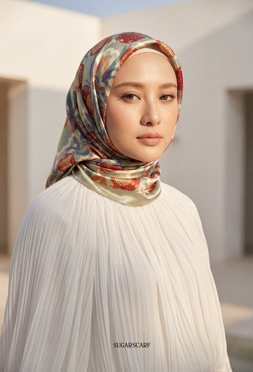 FallInLove Scarves Mixed Satin Square in Olive Prom 01