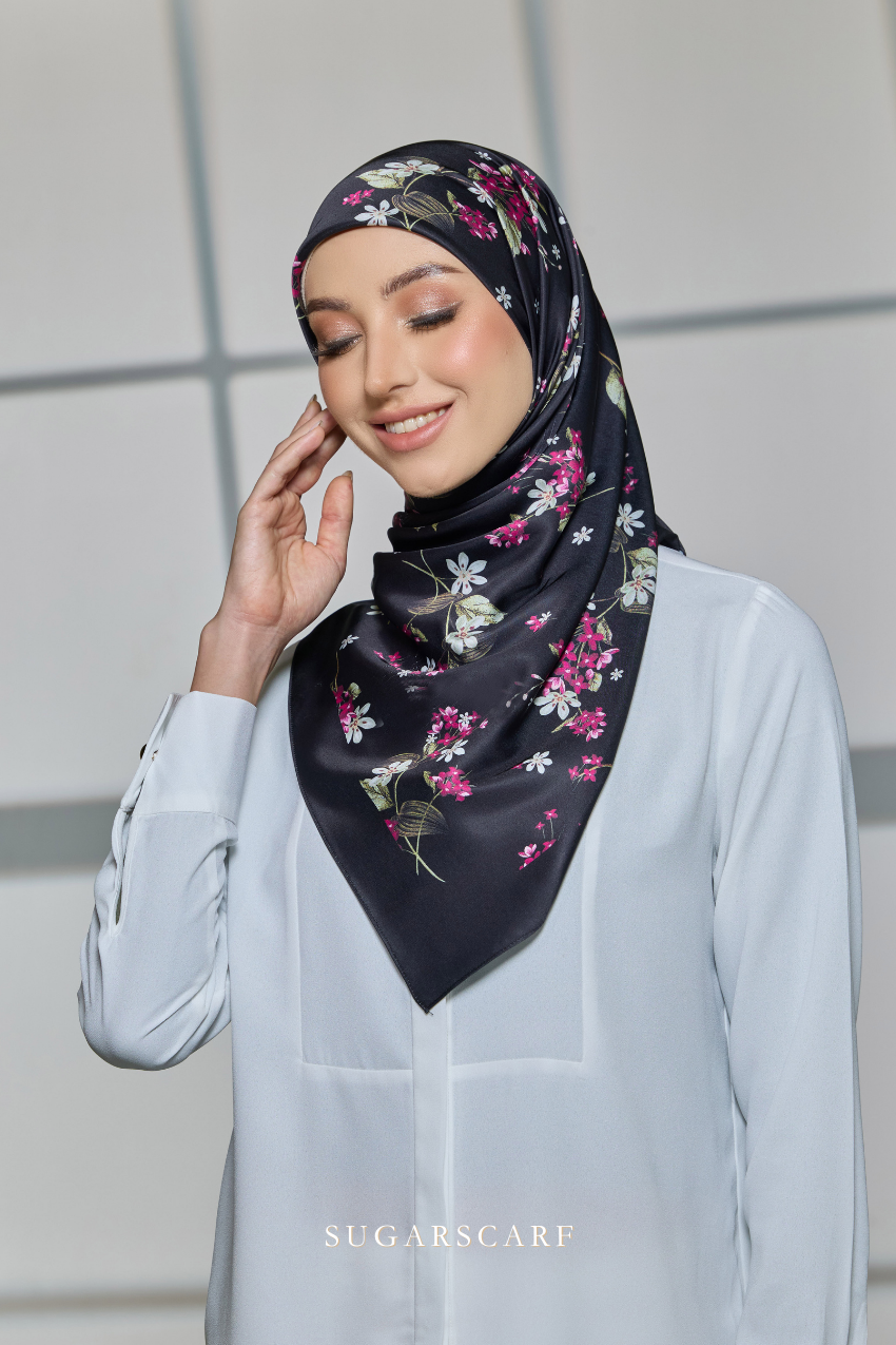 ( Square ) Celeste Matte Satin Silk Scarf ( SINCERELY )