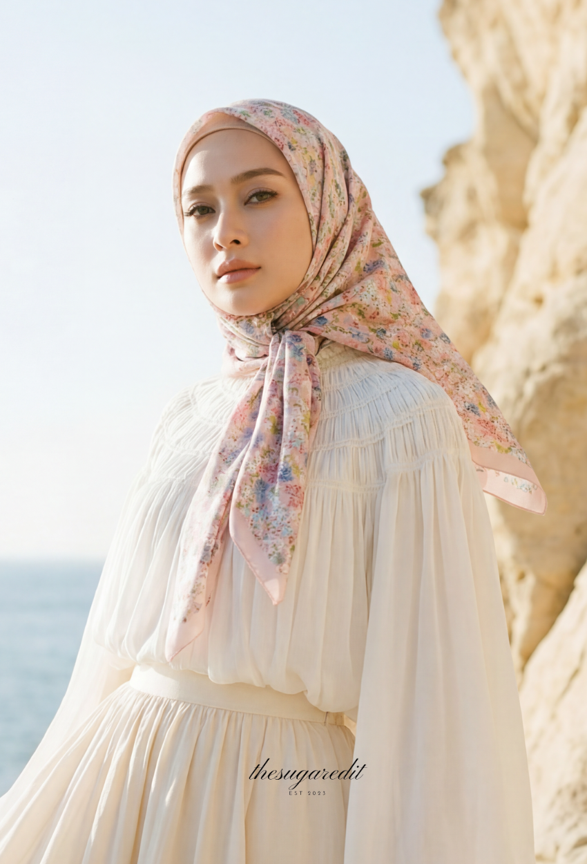 TSE BloomInvitation Japanese Cotton Voile Square In PetalPop