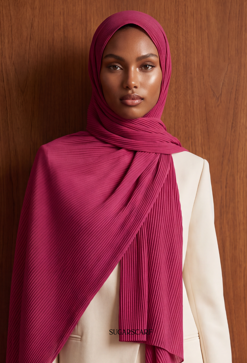 ( Full Wide Pleats Shawl ) Elegant Folds Everyday - DarkPeony