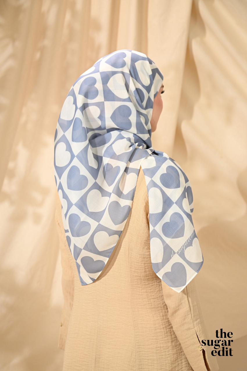 YES DEFECT - THESUGAREDIT Heart Edit Vol 1 French Silk Cotton Bawal ( LOVE LETTER - Gray )