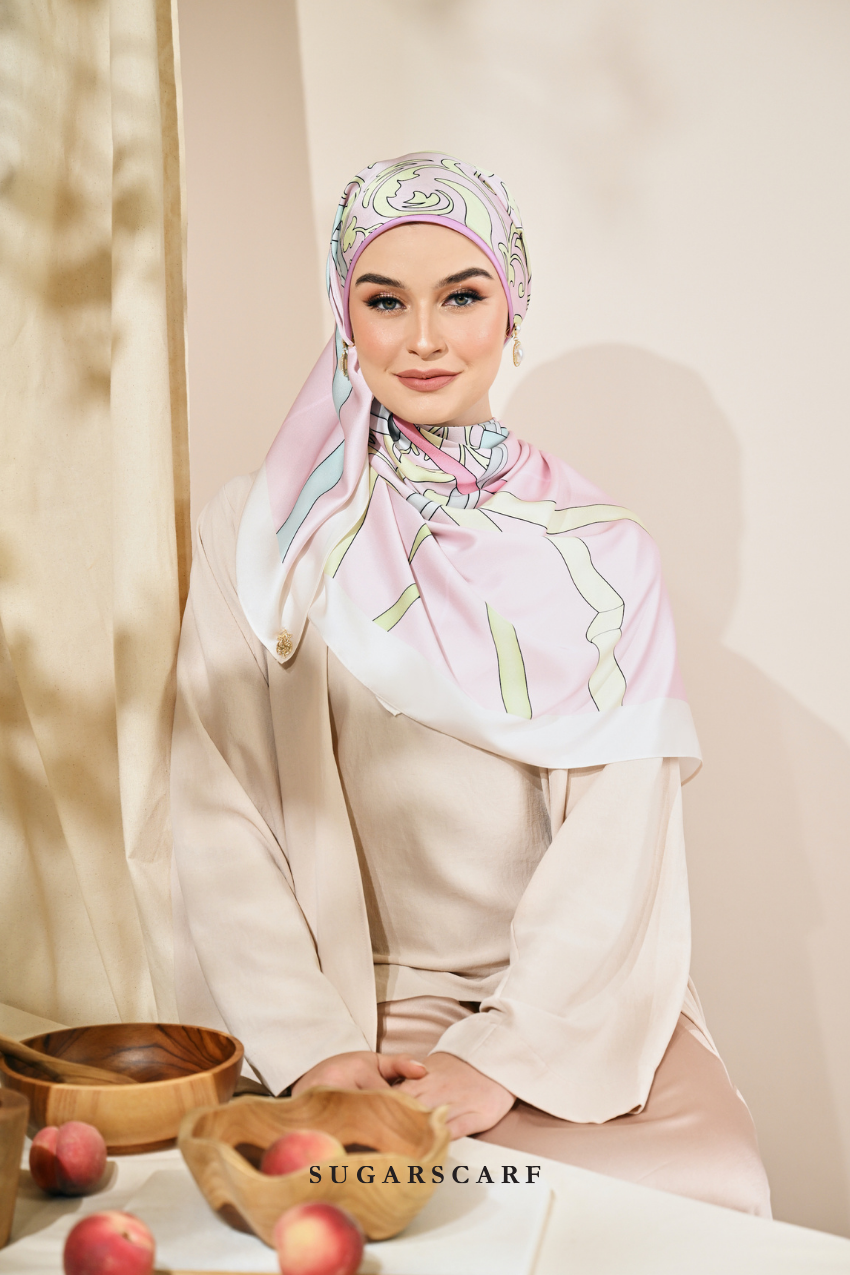 ( Square ) Classy Harmoni Mixed Satin Silk Scarf ( UNITY )