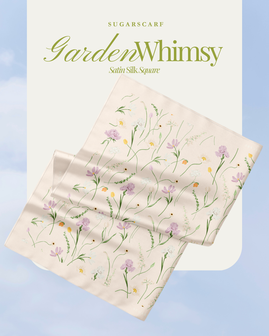 Korean Chiffon Long Shawl (Garden Whimsy) in Bloom Muse