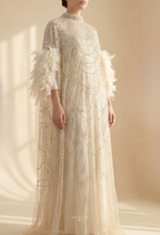 Seraphina Crystal Beads Drape In Ivory Pearl