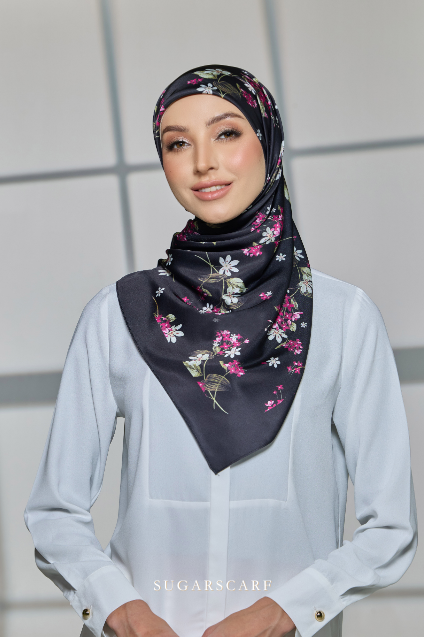 ( Square ) Celeste Matte Satin Silk Scarf ( SINCERELY )