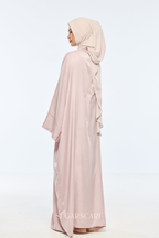 Noir Éclat Anne Embroidery Abaya Outer Robe in Rose Glow