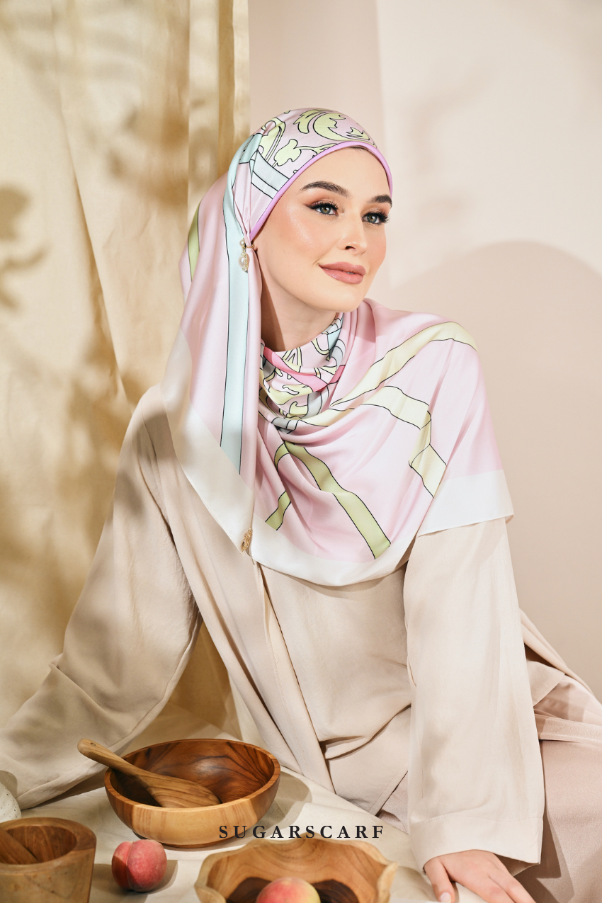 ( Square ) Classy Harmoni Mixed Satin Silk Scarf ( UNITY )