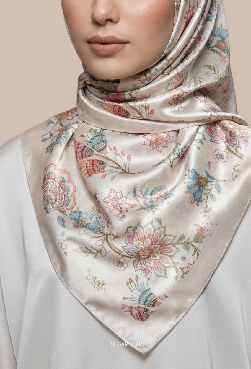 Eid Classy 2026 Scarves Mixed Satin Square in Élise - Send after 2nd March