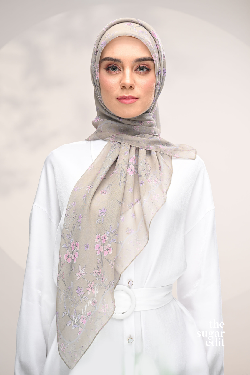 YES DEFECT - THESUGAREDIT Whispering Bloom Japanese Cotton Voile In (Khaki Petals)