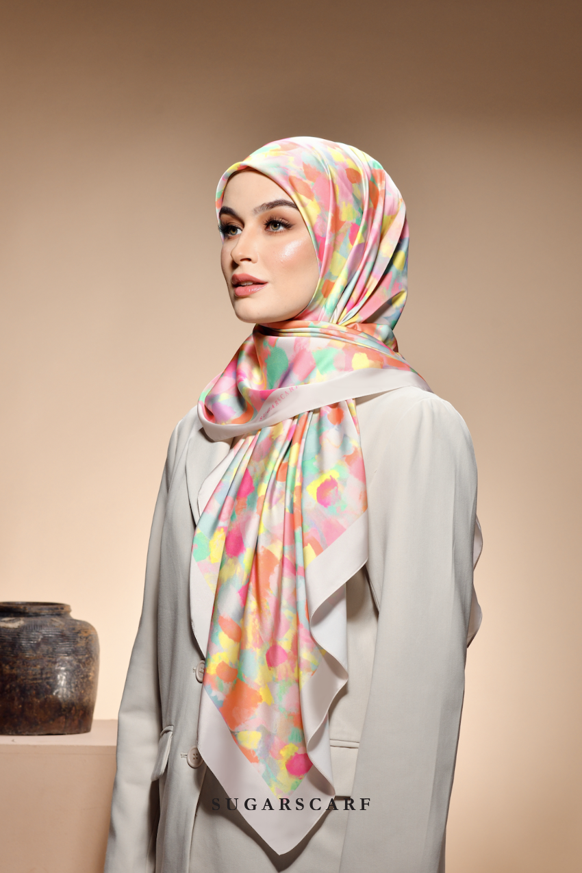 ( Square ) The Fresh Start Matte Satin Silk Scarf ( LUCKY CHARM )