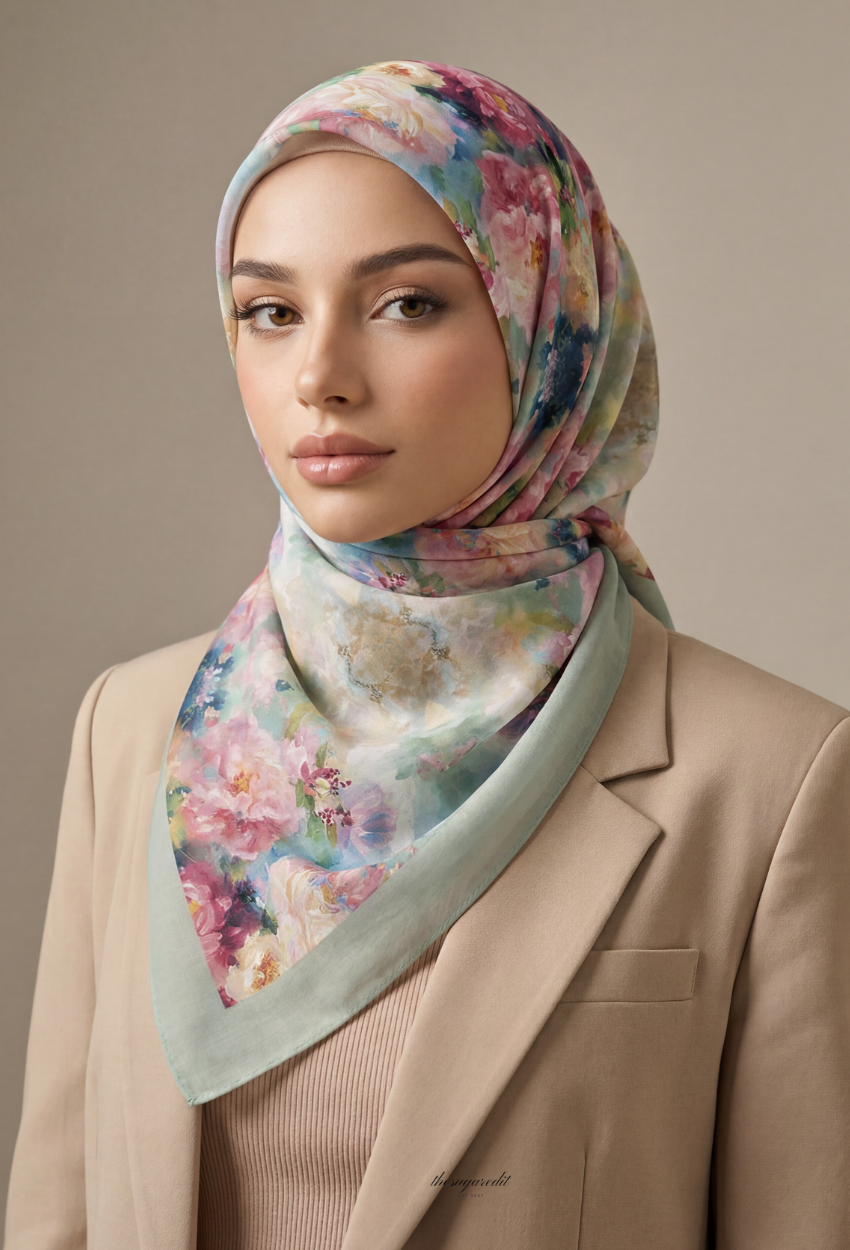TSE BloomInvitation Japanese Cotton Voile Square - Cleef