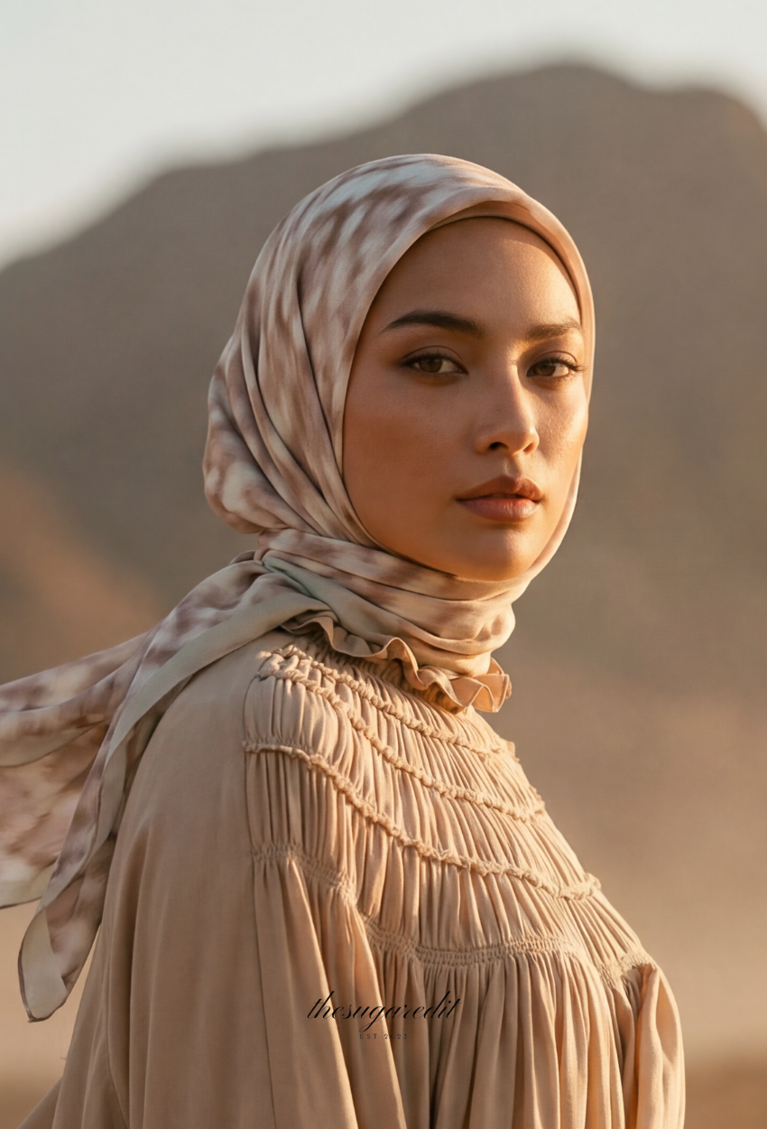 TSE Mod Japanese Cotton Voile Square Ivory Roam - Light AppleGreenBorder