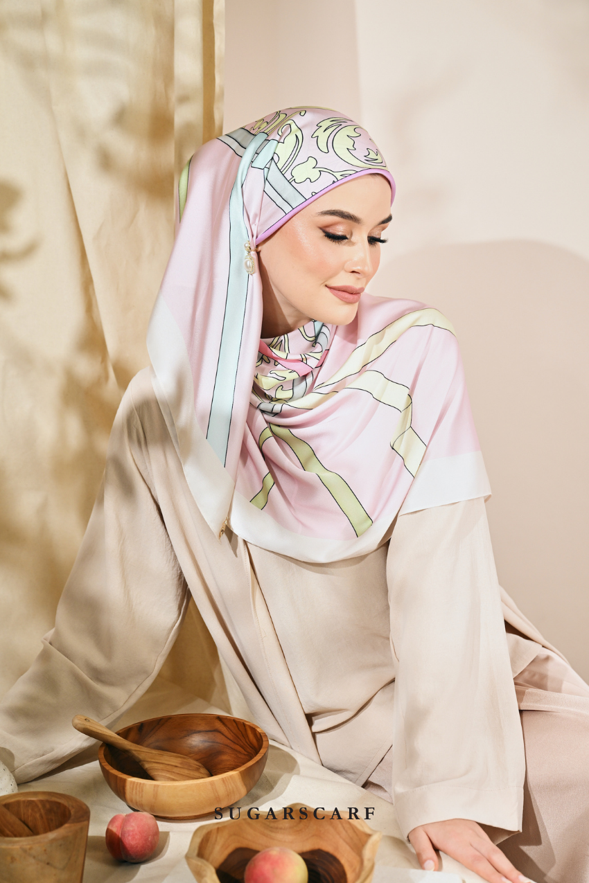 ( Square ) Classy Harmoni Mixed Satin Silk Scarf ( UNITY )