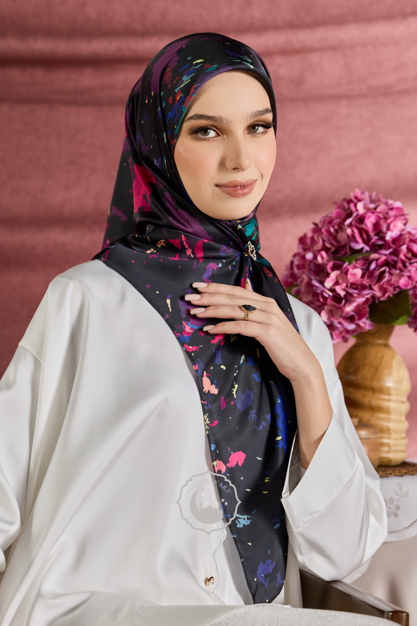 YES DEFECT - (Square ) Celeste In Mixed Silk Matte Satin (Symphony)