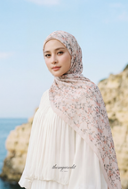 TSE BloomInvitation Japanese Cotton Voile Square In PeachBouquet