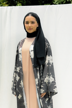 Silky Poetry Abaya Outer in Ivory Dusk