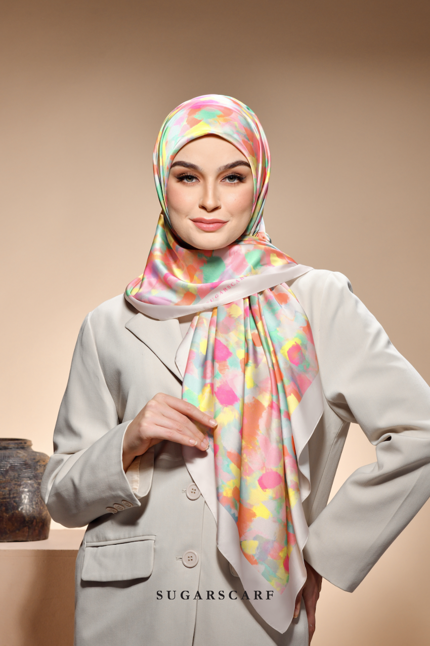 ( Square ) The Fresh Start Matte Satin Silk Scarf ( LUCKY CHARM )