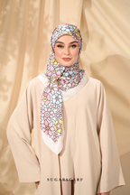 ( Square ) Eid Flower Power Mixed Satin Silk Scarf ( BESTIE )