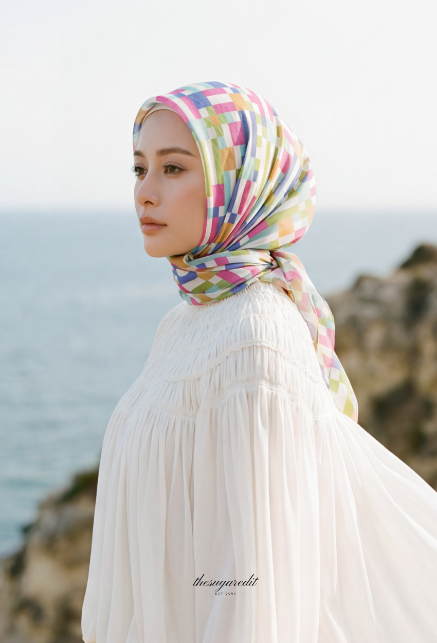 TSE December Serenity Japanese Voile Square In Pallete party