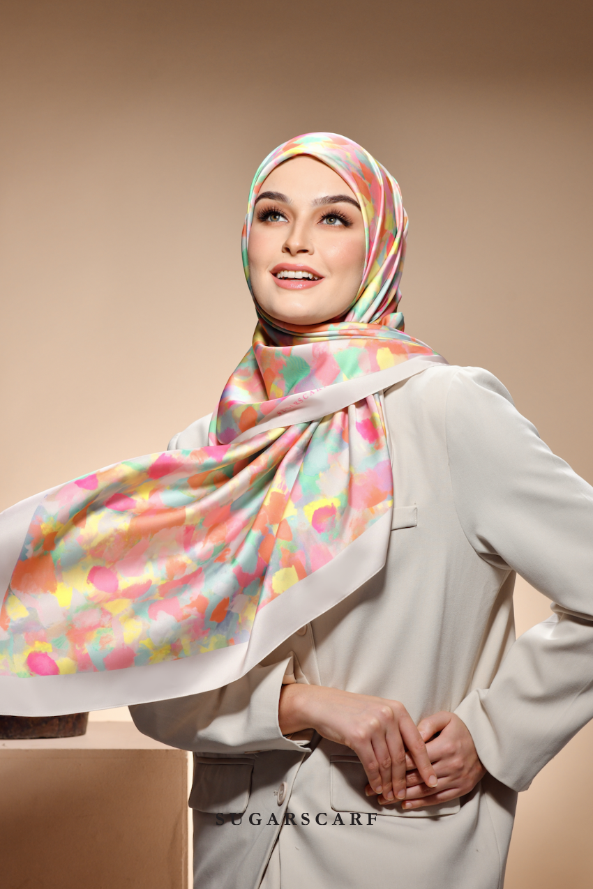 ( Square ) The Fresh Start Matte Satin Silk Scarf ( LUCKY CHARM )