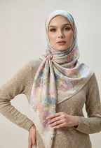 Eid Maison 2026 Scarves Mixed Satin Square in BloomEsme - Preorder