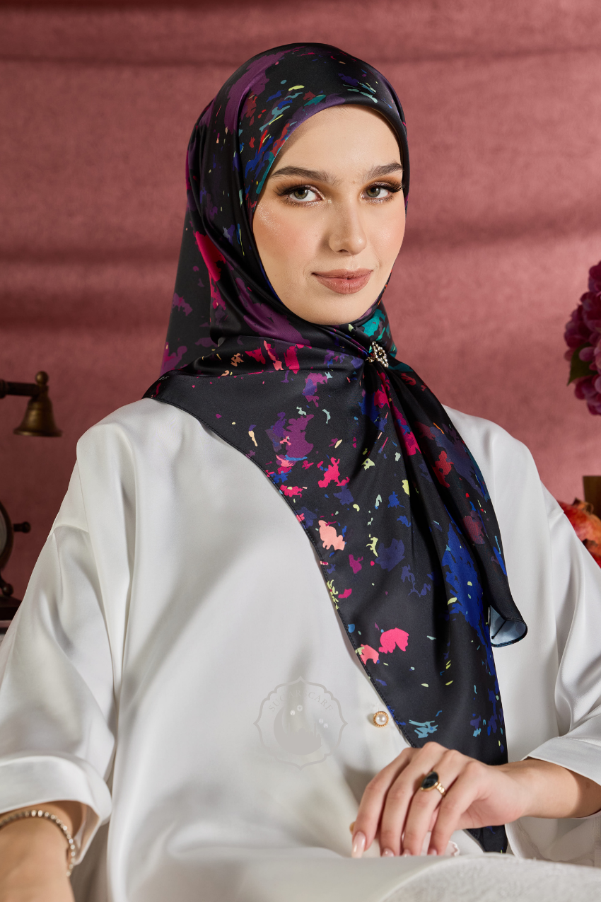 YES DEFECT - (Square ) Celeste In Mixed Silk Matte Satin (Symphony)