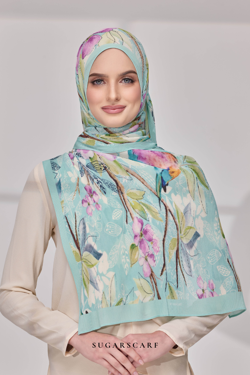 ( Full Wide Pleats Shawl ) Garden of Nusaybah ( Courage )