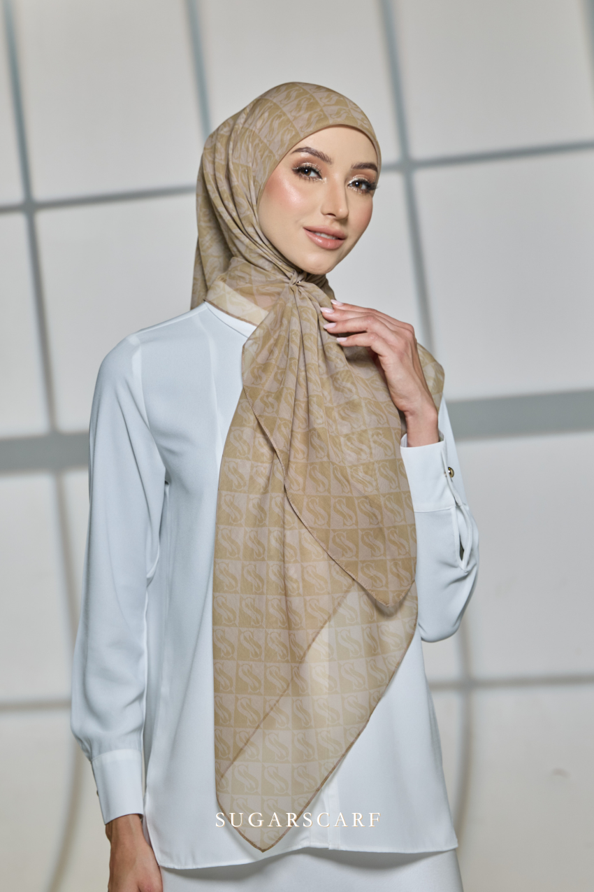 Sugarscarf Monogram JapaneseVoile In Tiramisu Latte