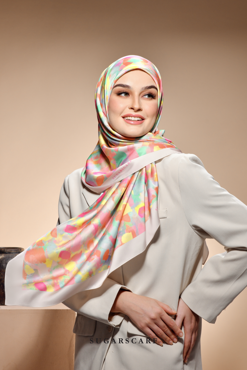 ( Square ) The Fresh Start Matte Satin Silk Scarf ( LUCKY CHARM )