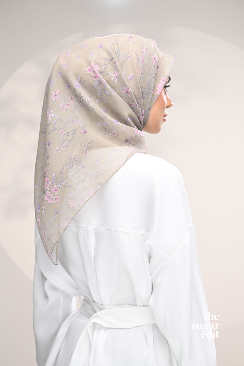 YES DEFECT - THESUGAREDIT Whispering Bloom Japanese Cotton Voile In (Khaki Petals)
